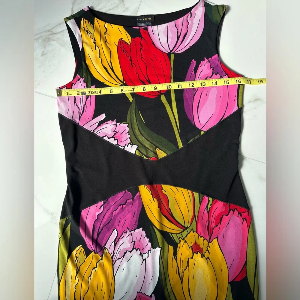 EVA VARRO Slim Waist, Sleeveless Dress Silhouette, Tulip print, EUC, Sz.S - Picture 4 of 10